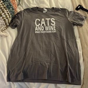 Cats and Wine T shirt- Never worn- size M